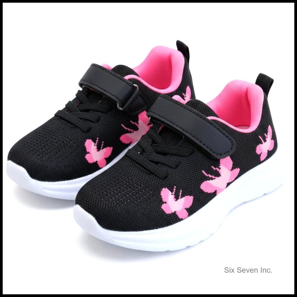 Lightweight Breathable Sneakers Girls Athletic Running Shoes Velcro Strap